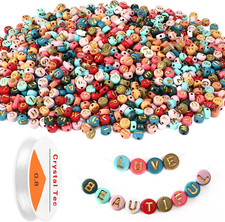 Colored Letter Beads, 1900Pcs 4 7Mm Colorful Gold Acrylic Alphabet Beads with 1