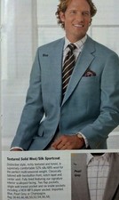 NWT Paul Fredrick BLUE TEXTURED WOOL/SILK 2Btn Jacket/Sportcoat MEN 43 42-44 R