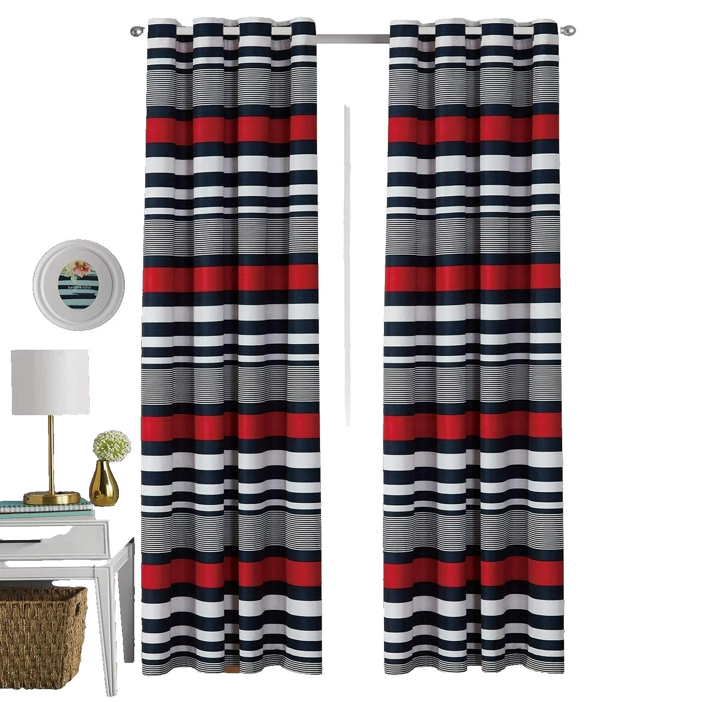 Ventana Multicolor a Rayas de poliéster Cortinas