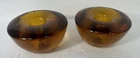 Vintage Blenko Style Chunky Glass Amber Candle Holders Fall Autumn Thanksgiving