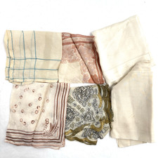 Vintage Ladies Hankerchiefs Lot Of 6 Silk Earthy Tones