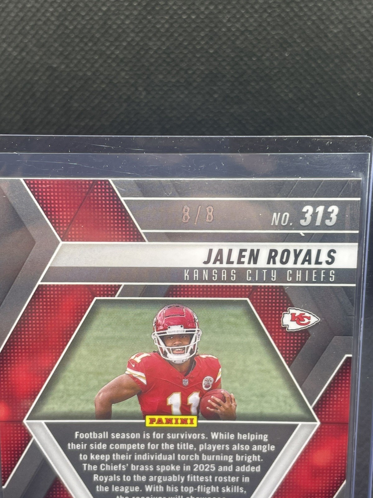 2025 Panini Mosaic Jalen Royals Choice Black & Gold Prizm Auto #’d /8 - Chiefs view 5