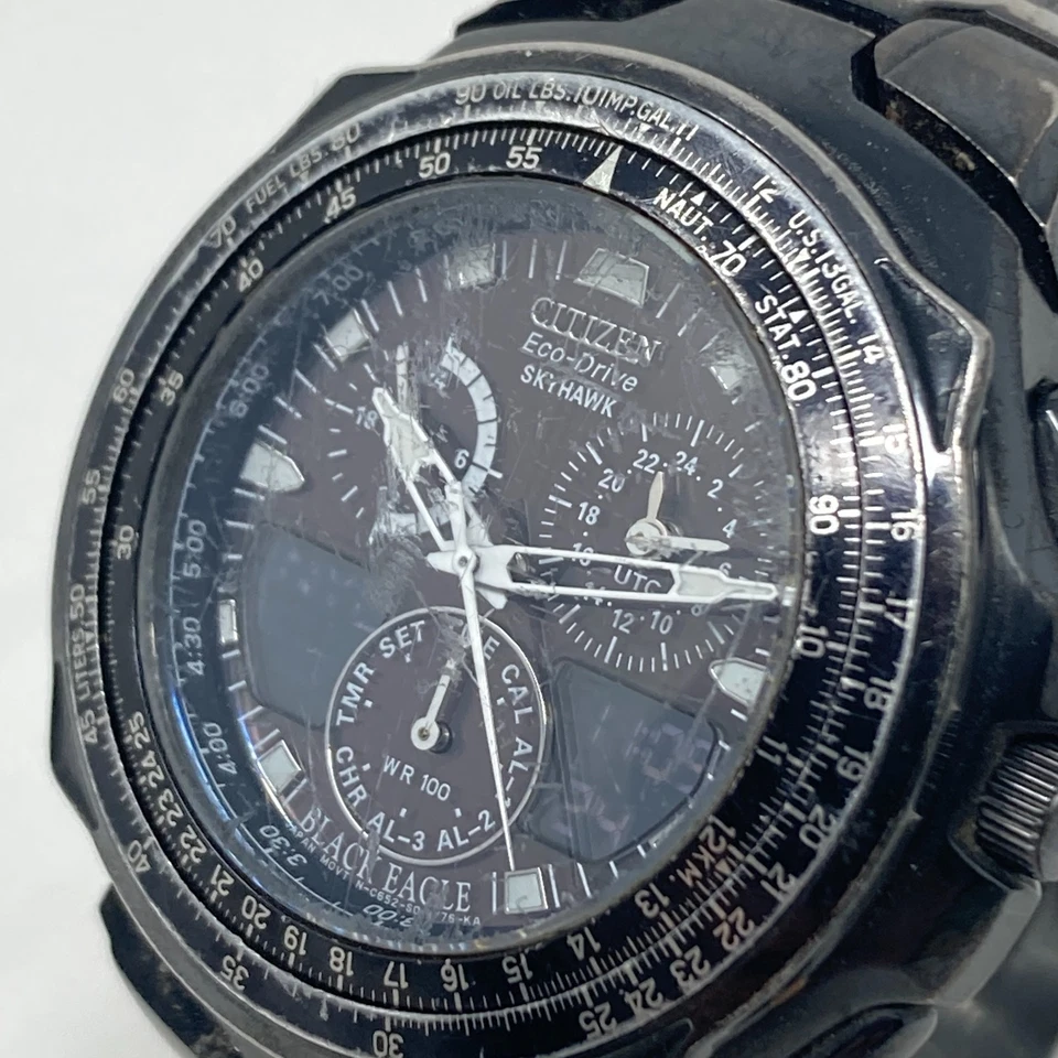 Citizen Skyhawk Black Eagle Watch Men 44mm Eco-Drive Analog Digital World Time - Image 3 of 4