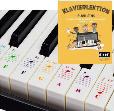 QMG Farbige Klavier- und Keyboard-Aufkleber und vollständige Klavierlektionen 