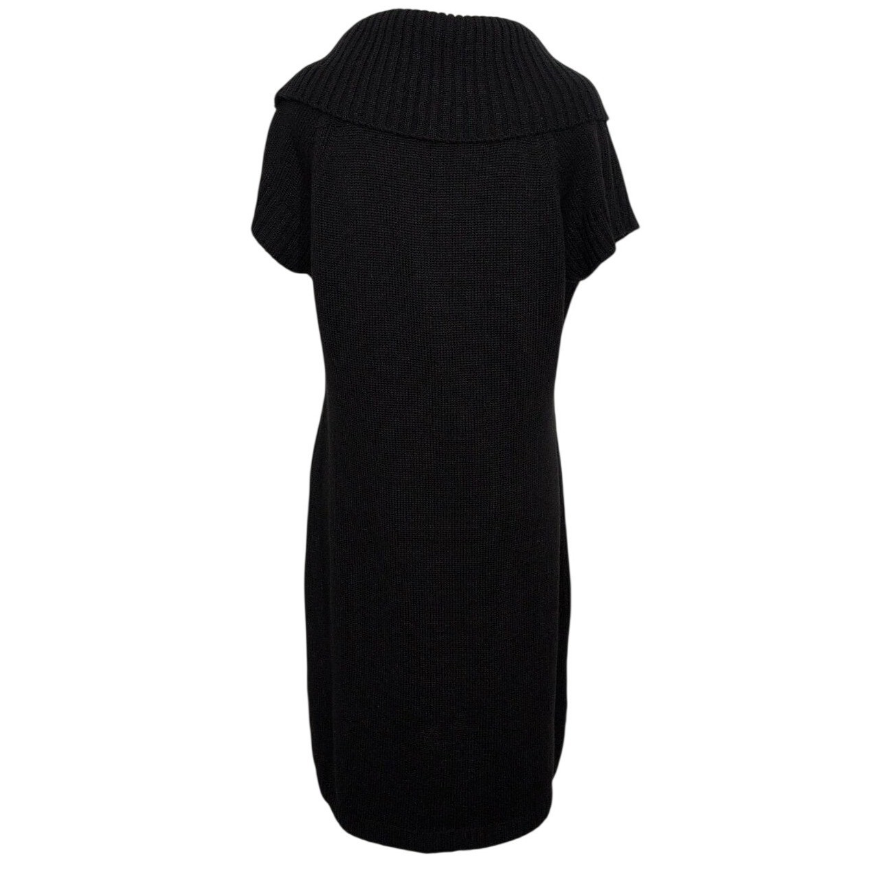 Calvin Klein Cable Knit Sweater Dress Womens Size Large Black Button Cowl Neck thumbnail 8