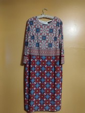 Liz Claiborne sz 18 Mediterranean Print Large Midi Business Casual Wedding 