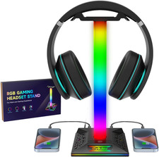 RGB Gaming Headset Stand w/ 2 USB Type-C Ports, LED Headphone Holder PC
