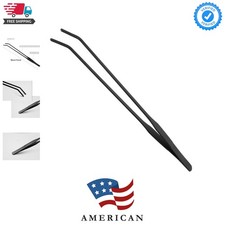 15 inch Black Curved Aquarium Tweezers Stainless Steel Curved Tweezer with Ca...