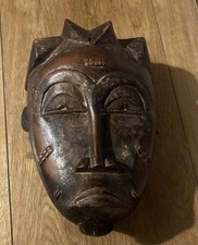 Vintage African Mask Baoul&eacute; Mblo ceremonial Ivory Coast hand carved adze