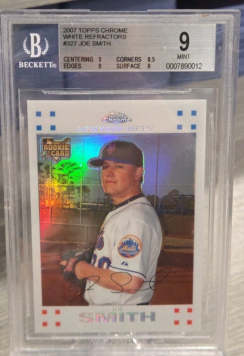 Joe Smith 2007 Topps Chrome White Refractor /660 Rookie BGS 9 #327 Mets RC