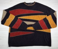 Vtg Protege Collection Sweater Acrylic Colorblock USA Made 80s 90s Mens 2XLT