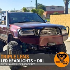 Full LED Triple Lens Head Lights Suits Landcruiser 100 Series DRL Headlights 