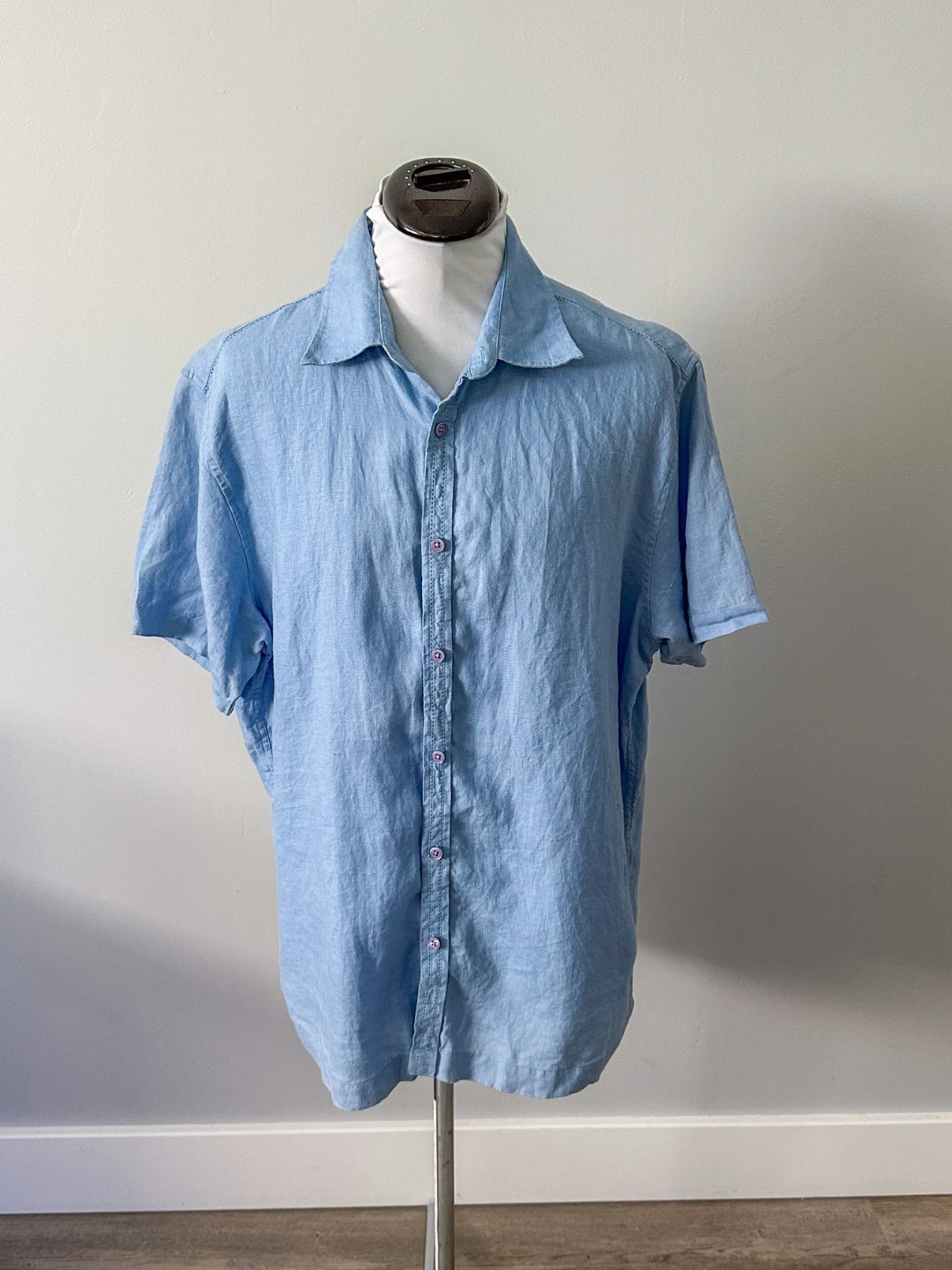 Men's INC Blue Linen Shirt - Size Large