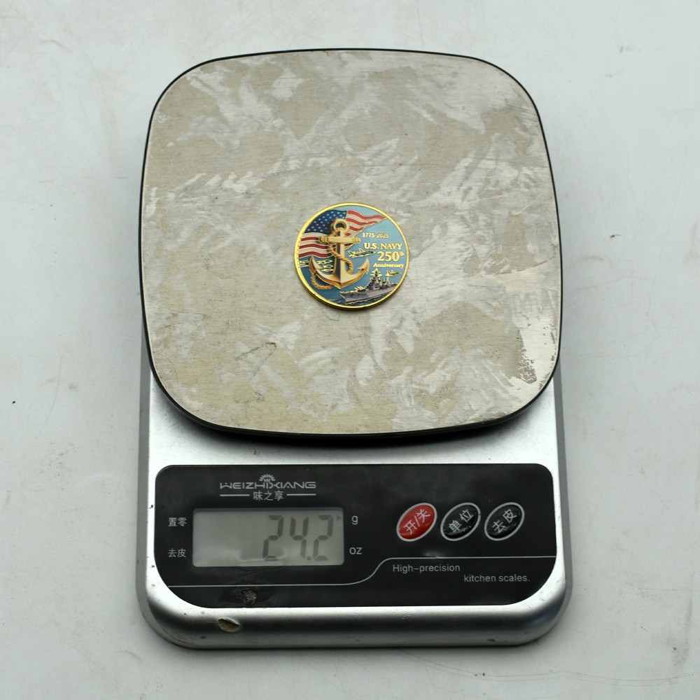 U.S. Navy 250th Anniversary Golden Coin 1775-2025-Anchor Ship Flag