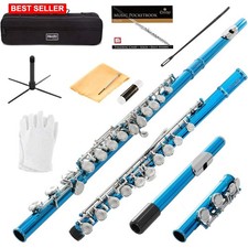Flute Kit 16 Keys Closed Hole C Sky Blue Bright Sound Stylish