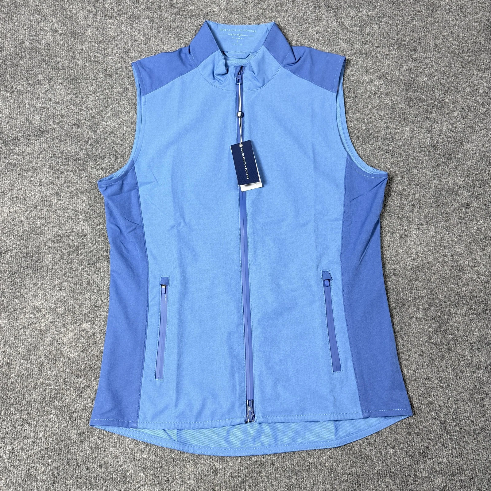 Holderness & Bourne Vest Mens Small Blue Hayes Full Zip Softshell Windbreaker