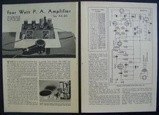 4 Watt Hi-Gain Amplifier Tube power PA Phono AMP 1943 HowTo build PLANS