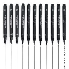 Fineliner Drawing Pen Complete Set of 11 Grades Black Ink Technical Art