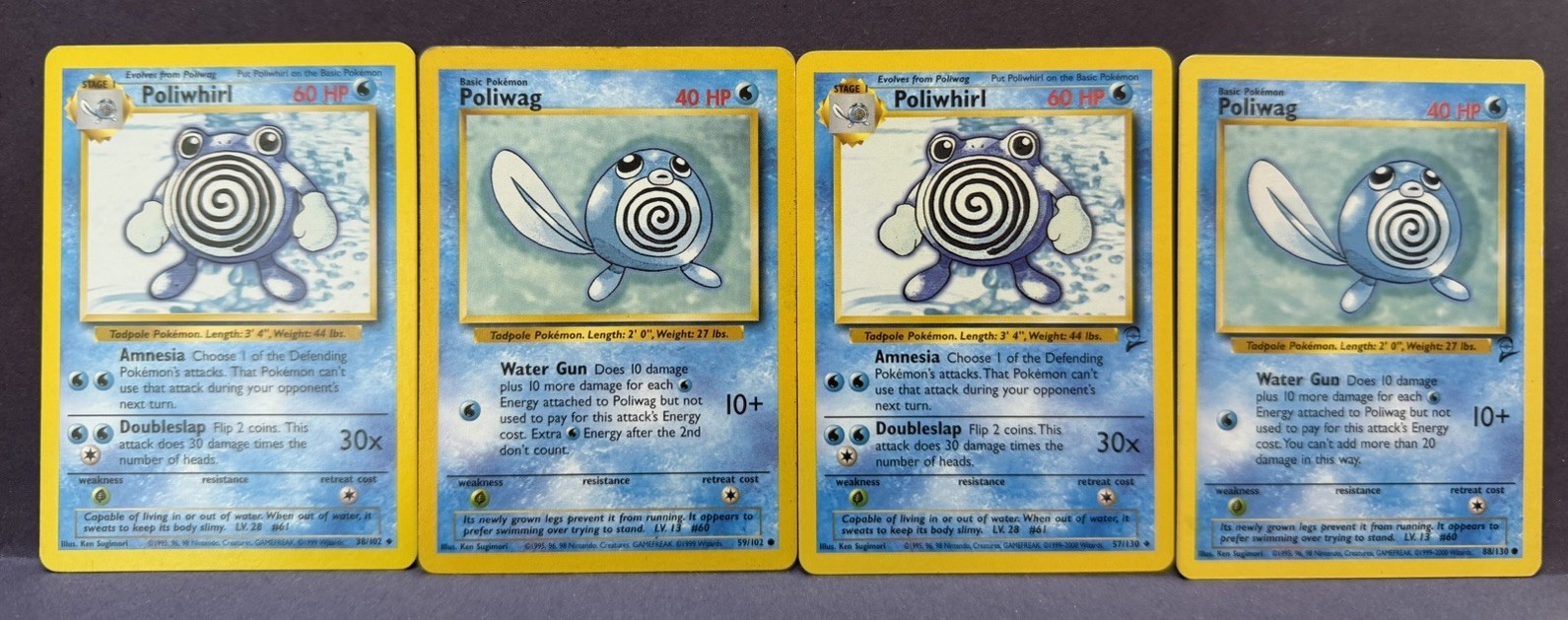 Pokemon TCG: Poliwhirl 36/102, Poliwag 59/102, Poliwhirl 57/130 & Poliwag 88/130