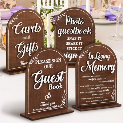 Stofinity Rustic Wedding Signs For Ceremony And 5 inches x 7.2 inches, Set 4 