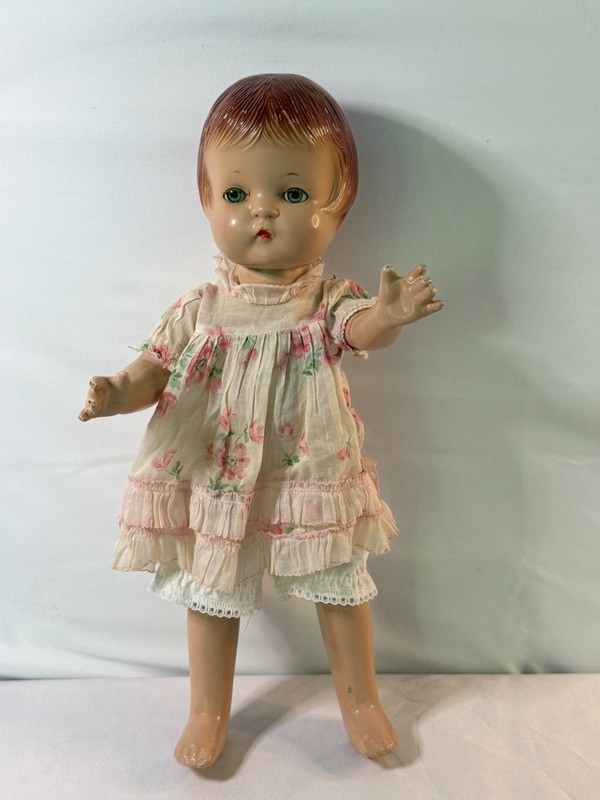 Vintage Effanbee Patsy Joan 16" Composition Doll Sleep Eyes Floral Dress USA