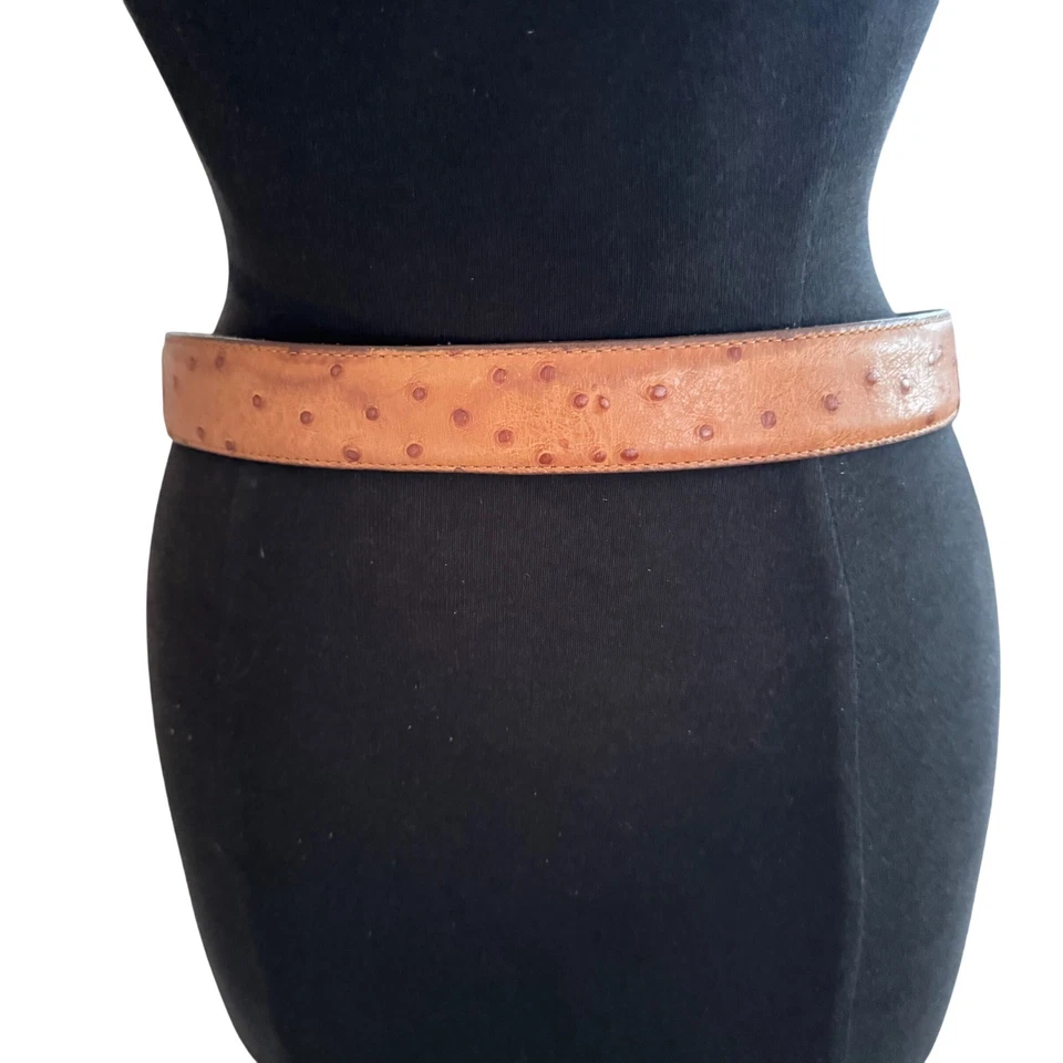 Hebilla de pátina de cinturón occidental de cuero de avestruz Tony Lama vintage hecha en EE. UU. talla 36 Foto 3 de 4