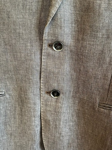 Gray Franceschini Roma Angelico Linen Blazer Jacket 40R Patch Elbows Distressed - Picture 3 of 16
