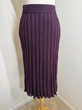 A New Day Women  s Burgundy -SZ M- Pleated Ribbed Knit Midi Skirt