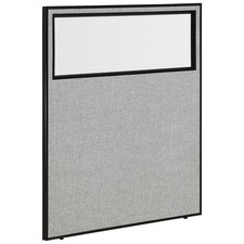 48-1/4"W x 60"H Office Partition Panel with Partial Window Gray