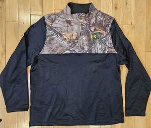 UNDER ARMOUR UA Cold Gear Realtree Camo 1/4 Zip Pullover Hunting Shirt Men's 2XL