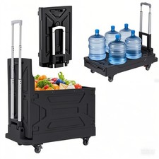 Foldable Shopping Cart with Wheels, Collapsible Rolling Crate for Groceries, ...
