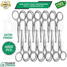 4000 Pcs Baby Safety Nose Scissors Round Tip 3.5" Curved Satin Set German Gr