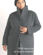 NWT "Quince" Women's Italian Wool Cocoon Coat Grey Size 2X Reg 185 Free Ship 