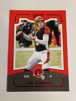 2020 Chronicles Classics Joe Burrow RED 137/199 RC ROOKIE CARD Bengals QB MVP