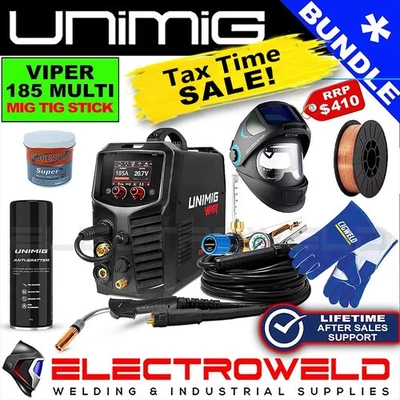 UNIMIG Viper 185 Multi MIG TIG Stick Bundle + Helmet Gloves Wire — - Bild 1 von 4