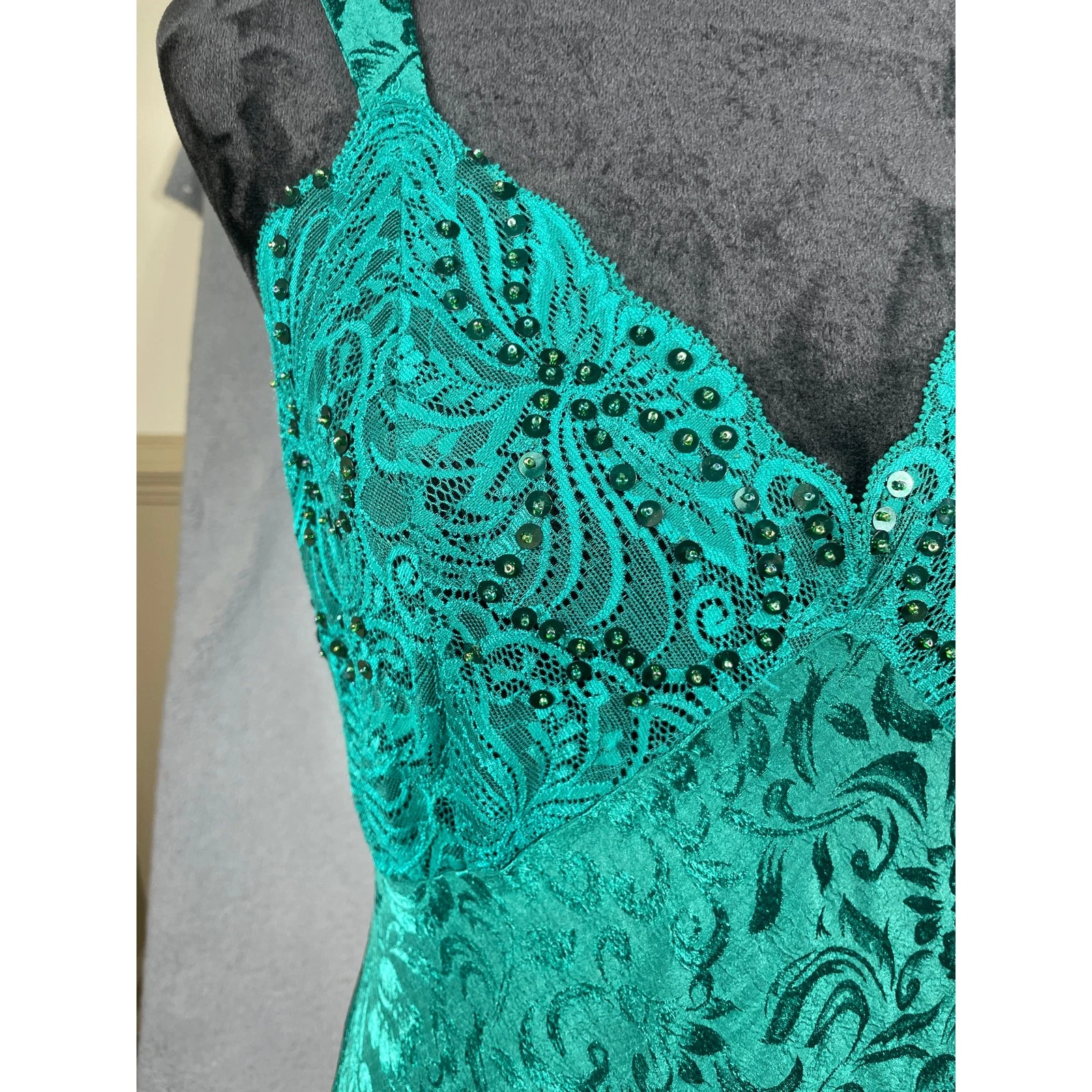 UNDERCOVER Abito slip paillettes verde smeraldo vintage Victoria's Secret anni 90 donna taglia L