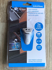 Ładowarka samochodowa Grundig 12-24V 3x porty USB nowe oryginalne opakowanie ładowanie o dużej mocy typ USB A