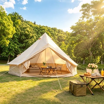 Oxford Bell Tent Yurt Tent Outdoor Glamping Camping Tent Canopy With Stove Jack