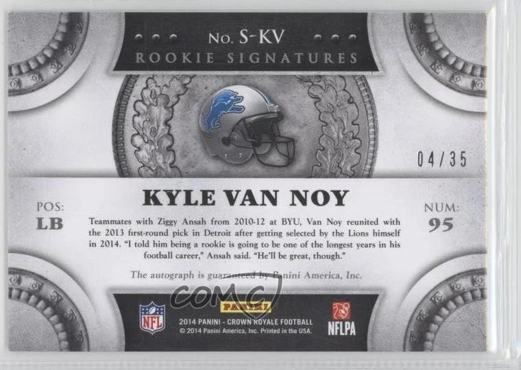2014 Panini Crown Royale Rookie Signatures Silver Plaid /35 Kyle Van Noy Auto RC - Image 2 of 2