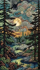 Picasso Style Forest / Landscape Artwork Image, Multiple sized Poster / Prints