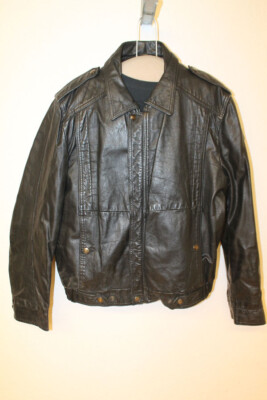 MENS VINTAGE BLACK LEATHER FLIGHT PILOT JACKET SZ 42 | eBay