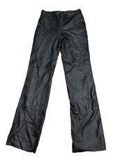 Vintage BCBG Max Azria Leather Pants Sz 0 Back Pockets Fully Lined Grunge Black