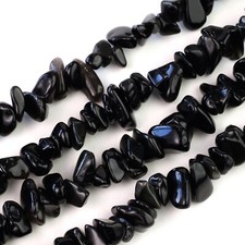 Natural Black Obsidian Chip Beads 32” Strand 5~8mm Jewelry Making Bulk Loose