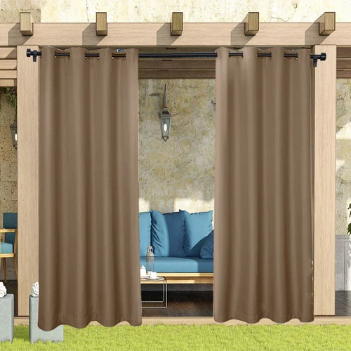 1/2 Stück Wasserdicht Outdoor Terrasse Vorhänge 52" Breit Sichtschutz Verdunkelung Pergola Schatten - Bild 22 von 124