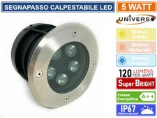 FARETTO SEGNAPASSO CALPESTABILE LED DA INTERRAMENTO 5 WATT SMD POWER LED IP67