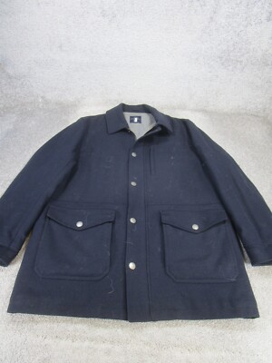 Brooks Brothers Overcoat Mens Xl Navy Blue Cotton Lined