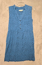 Ann Taylor Loft Dress Women Medium Blue Print Drawstring Waist Pockets Lightweig