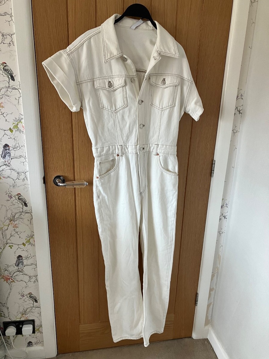 BNWT ZARA White Denim Jumpsuit Size S