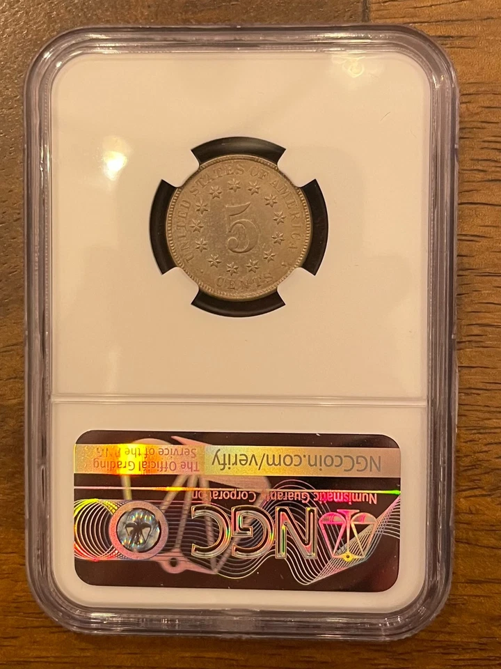 1869 Shield Nickel NGC MS 61  Very nice coin.. Chelsea Rare Coins - Image 2 of 2