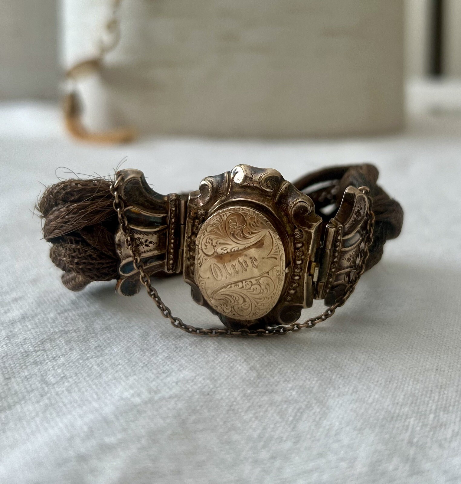 Victorian Era 10K Gold Woven Human Hair Bracelet